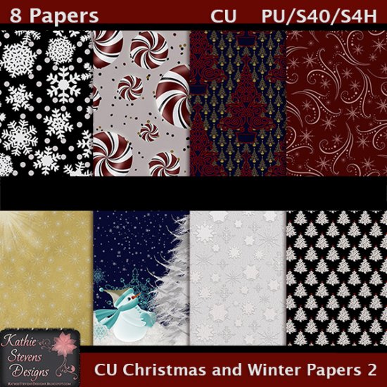 Christmas And Winter Papers 2 CU Tagger Size - Click Image to Close
