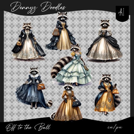 AI CU Lady Raccoon in Ballgown - Click Image to Close