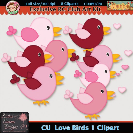 Love Birds 1 Clipart - CU - Click Image to Close