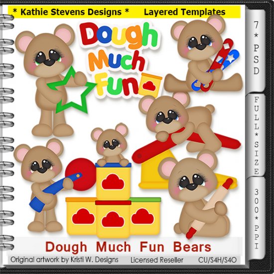 Dough Much Fun Bears Layered Templates - CU - Click Image to Close