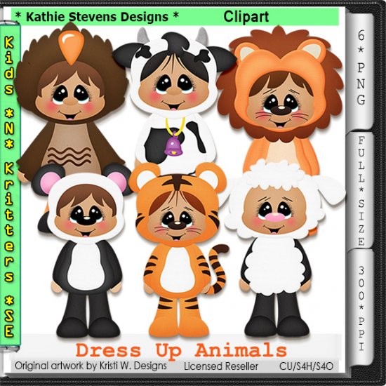 Dress Up Animals Clipart - CU - Click Image to Close
