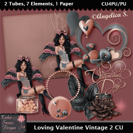 Loving Valentine Vintage 2 CU Tagger Size - Click Image to Close