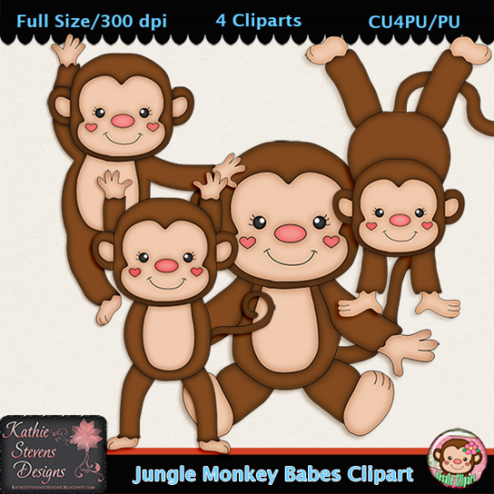 Jungle Monkey Babes Clipart - CU - Click Image to Close