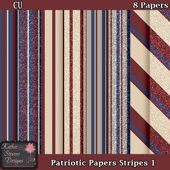 Patriotic Papers Stripes 1 CU Tagger Size - Click Image to Close