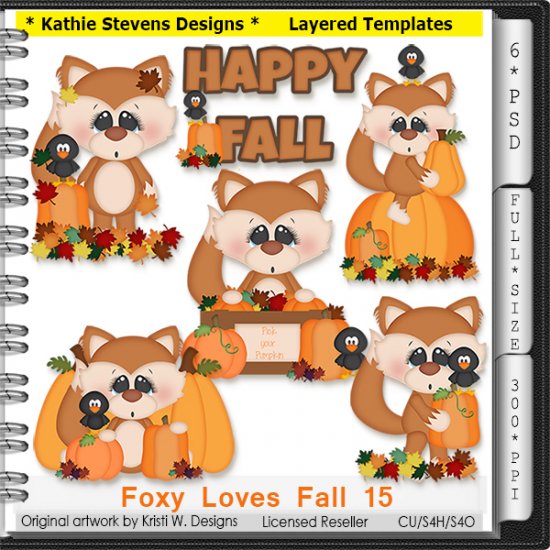 Foxy Loves Fall Layered Templates - CU - Click Image to Close