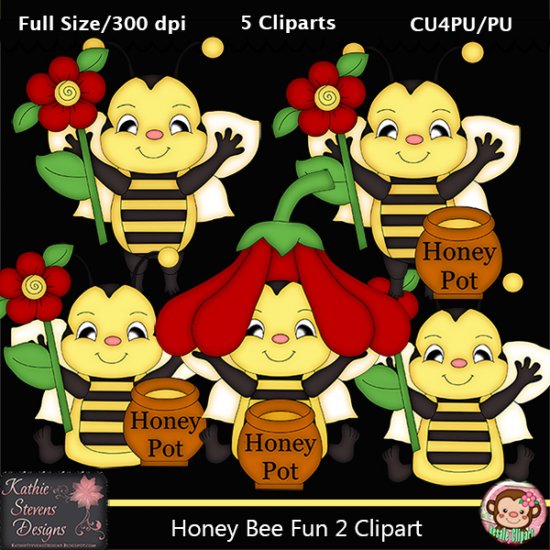 Honey Bee Fun 2 Clipart - CU - Click Image to Close