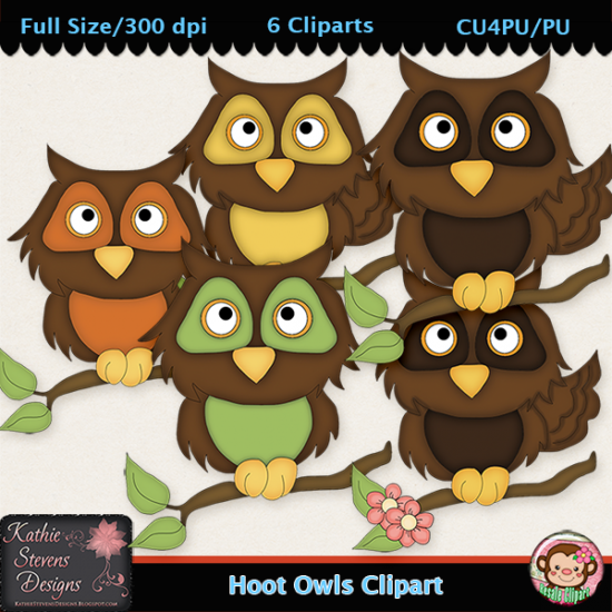 Hoot Owls Clipart - CU - Click Image to Close
