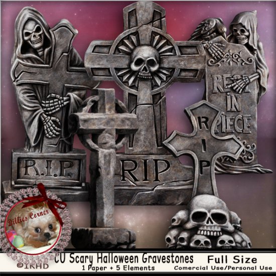 DC_CU Scary Halloween Gravestones - Click Image to Close
