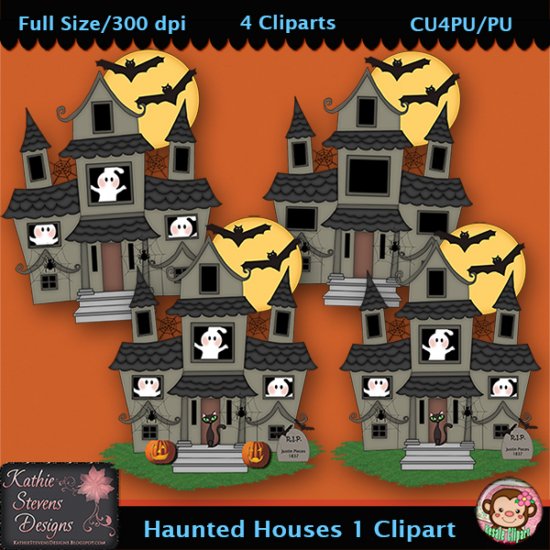 Haunted Houses 1 Clipart - CU - Click Image to Close