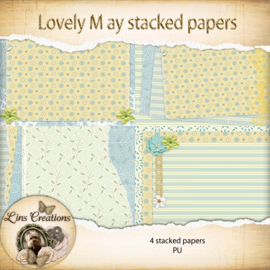 Lovely May stacked papers - Click Image to Close
