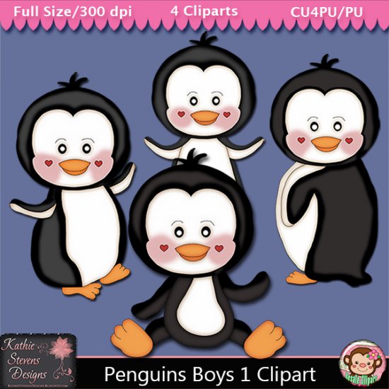 Penguin Boys 1 Clipart - CU - Click Image to Close