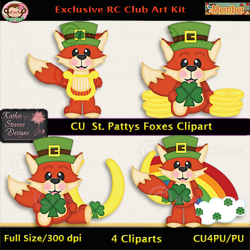 St. Patty's Foxes Clipart - CU - Click Image to Close